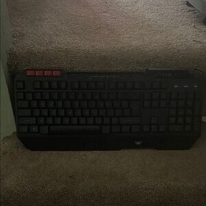 Sleek Black and Red Gaming Keyboard with Numeric Keypad